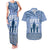 Tonga Father's Day Couples Matching Tank Maxi Dress and Hawaiian Shirt Best Dad Ever Tongan Ngatu Pattern - Blue