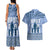 Tonga Father's Day Couples Matching Tank Maxi Dress and Hawaiian Shirt Best Dad Ever Tongan Ngatu Pattern - Blue