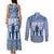 Tonga Father's Day Couples Matching Tank Maxi Dress and Long Sleeve Button Shirt Best Dad Ever Tongan Ngatu Pattern - Blue