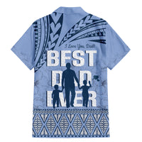 Tonga Father's Day Family Matching Mermaid Dress and Hawaiian Shirt Best Dad Ever Tongan Ngatu Pattern - Blue