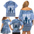 Tonga Father's Day Family Matching Off Shoulder Short Dress and Hawaiian Shirt Best Dad Ever Tongan Ngatu Pattern - Blue