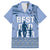 Tonga Father's Day Family Matching Off Shoulder Short Dress and Hawaiian Shirt Best Dad Ever Tongan Ngatu Pattern - Blue