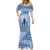 Tonga Father's Day Mermaid Dress Best Dad Ever Tongan Ngatu Pattern - Blue