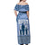 Tonga Father's Day Off Shoulder Maxi Dress Best Dad Ever Tongan Ngatu Pattern - Blue