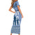 Tonga Father's Day Short Sleeve Bodycon Dress Best Dad Ever Tongan Ngatu Pattern - Blue