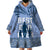 Tonga Father's Day Wearable Blanket Hoodie Best Dad Ever Tongan Ngatu Pattern - Blue