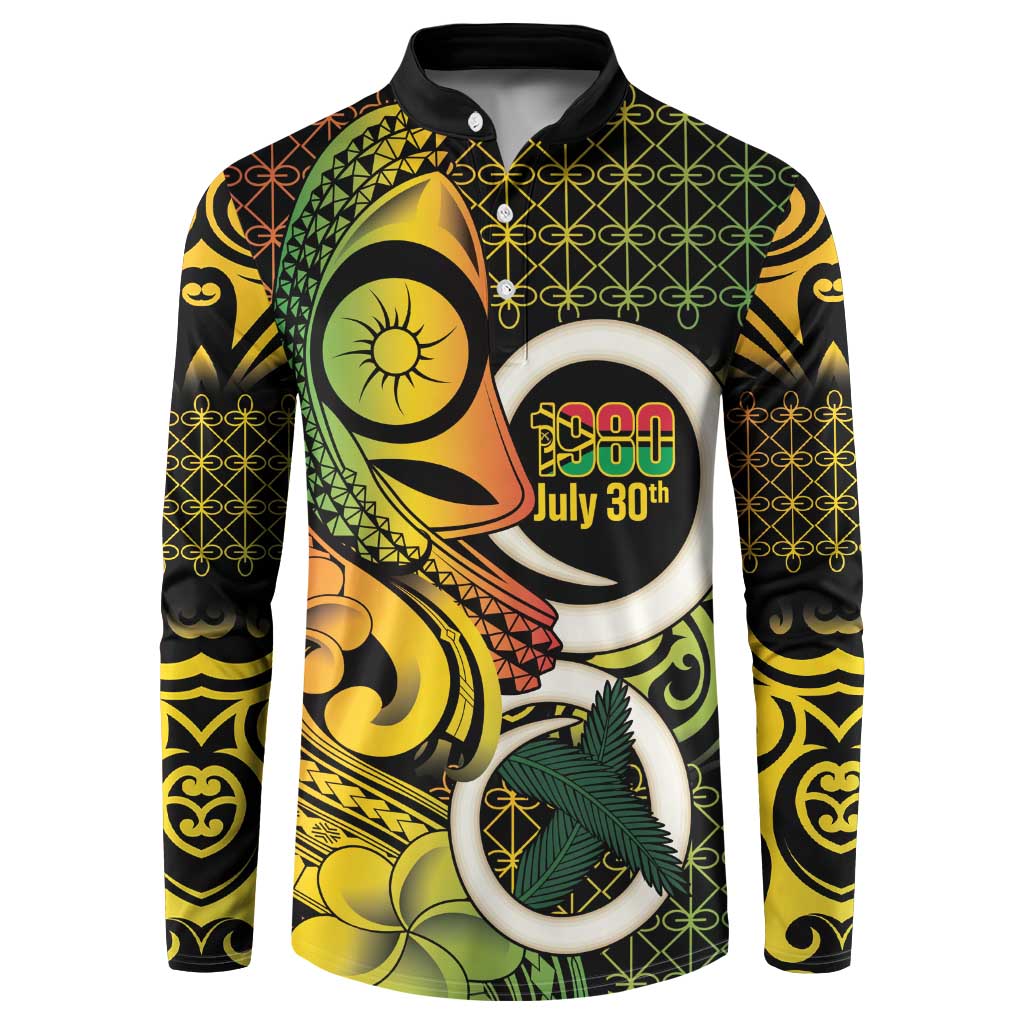 Vanuatu 1980 Button Sweatshirt Ni-Van Tamtam Sand Drawing Pattern LT14 Black - Polynesian Pride