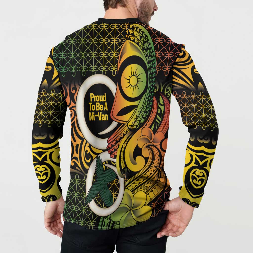 Vanuatu 1980 Button Sweatshirt Ni-Van Tamtam Sand Drawing Pattern LT14 - Polynesian Pride