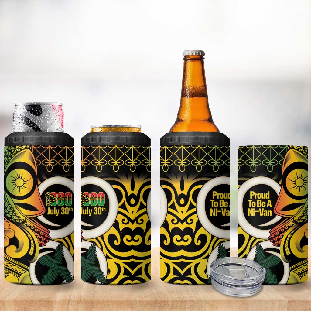Vanuatu 1980 4 in 1 Can Cooler Tumbler Ni-Van Tamtam Sand Drawing Pattern LT14 - Polynesian Pride