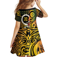 Vanuatu 1980 Family Matching Off The Shoulder Long Sleeve Dress and Hawaiian Shirt Ni-Van Tamtam Sand Drawing Pattern