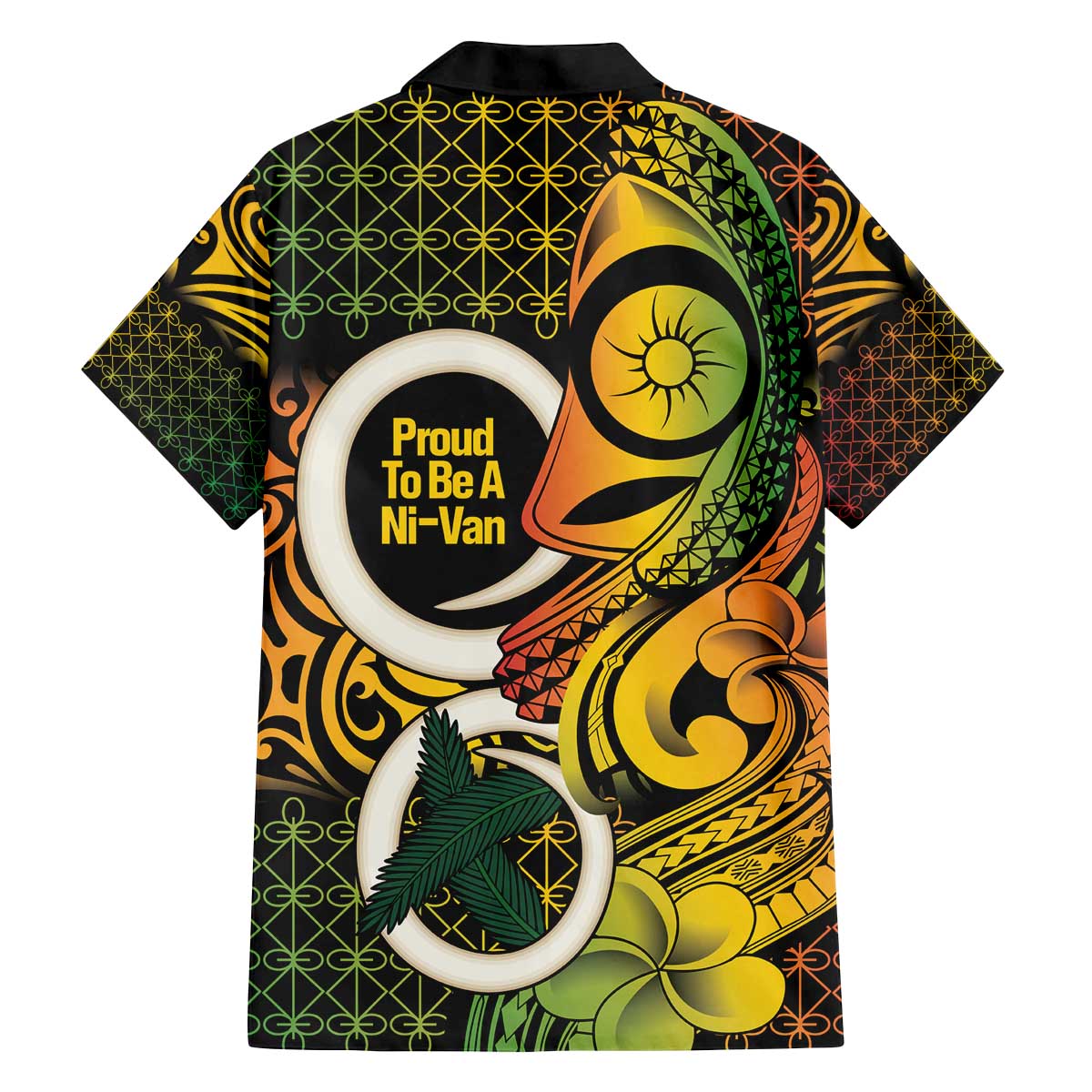 Vanuatu 1980 Family Matching Off The Shoulder Long Sleeve Dress and Hawaiian Shirt Ni-Van Tamtam Sand Drawing Pattern