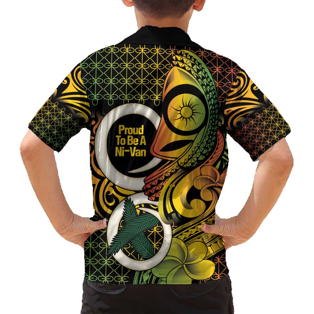 Vanuatu 1980 Family Matching Puletasi and Hawaiian Shirt Ni-Van Tamtam Sand Drawing Pattern