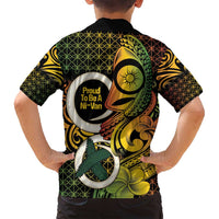 Vanuatu 1980 Family Matching Puletasi and Hawaiian Shirt Ni-Van Tamtam Sand Drawing Pattern