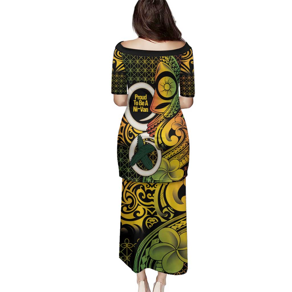 Vanuatu 1980 Family Matching Puletasi and Hawaiian Shirt Ni-Van Tamtam Sand Drawing Pattern