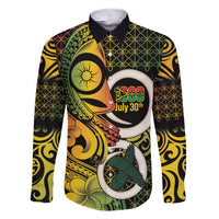 Vanuatu 1980 Family Matching Short Sleeve Bodycon Dress and Hawaiian Shirt Ni-Van Tamtam Sand Drawing Pattern