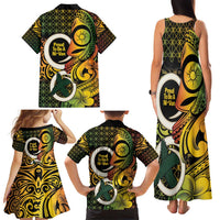 Vanuatu 1980 Family Matching Tank Maxi Dress and Hawaiian Shirt Ni-Van Tamtam Sand Drawing Pattern