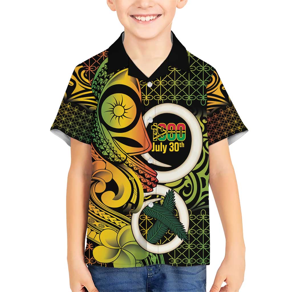 Vanuatu 1980 Hawaiian Shirt Ni-Van Tamtam Sand Drawing Pattern LT14 - Polynesian Pride