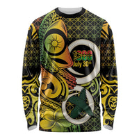 Vanuatu 1980 Long Sleeve Shirt Ni-Van Tamtam Sand Drawing Pattern LT14 Unisex Black - Polynesian Pride