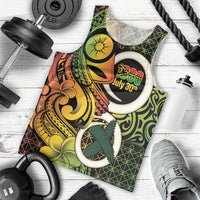 Vanuatu 1980 Men Tank Top Ni-Van Tamtam Sand Drawing Pattern LT14 - Polynesian Pride