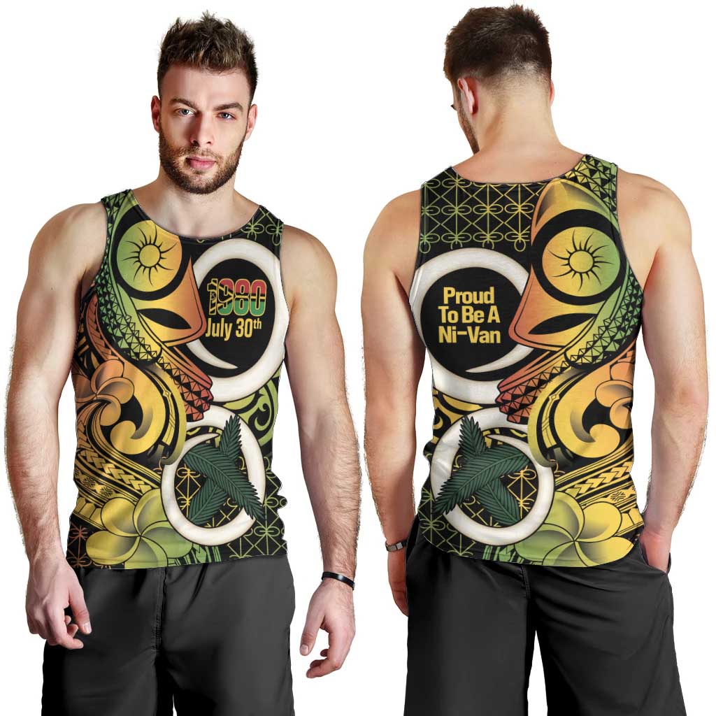 Vanuatu 1980 Men Tank Top Ni-Van Tamtam Sand Drawing Pattern LT14 - Polynesian Pride