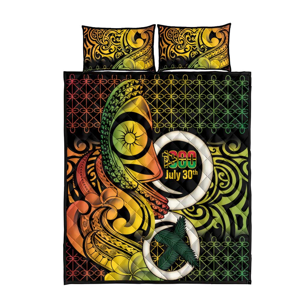 Vanuatu 1980 Quilt Bed Set Ni-Van Tamtam Sand Drawing Pattern LT14 - Polynesian Pride