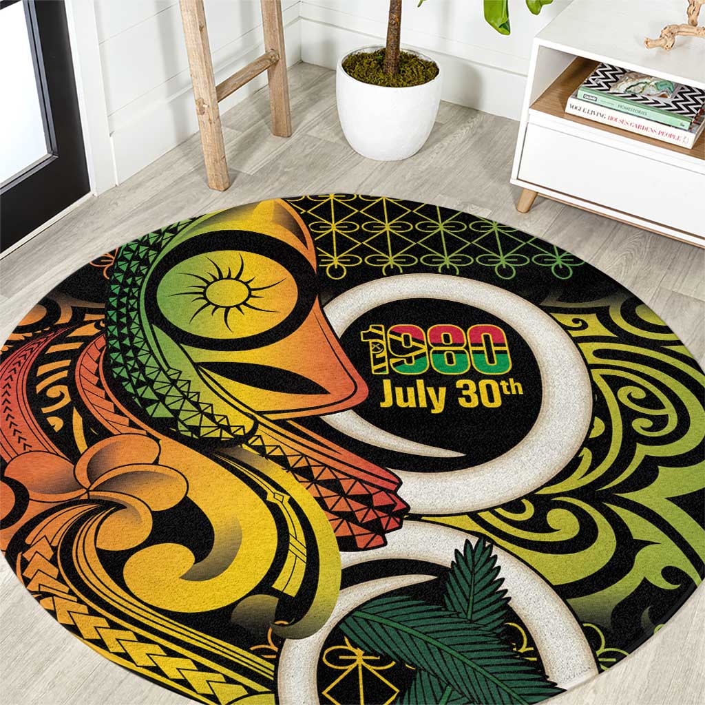 Vanuatu 1980 Round Carpet Ni-Van Tamtam Sand Drawing Pattern