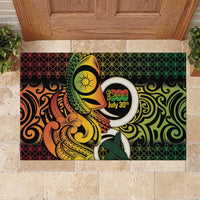 Vanuatu 1980 Rubber Doormat Ni-Van Tamtam Sand Drawing Pattern LT14 Black - Polynesian Pride