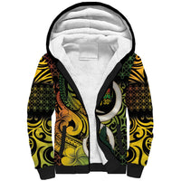 Vanuatu 1980 Sherpa Hoodie Ni-Van Tamtam Sand Drawing Pattern LT14 Unisex Black - Polynesian Pride