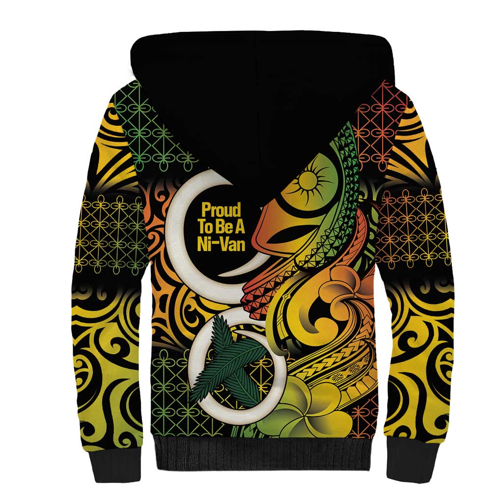 Vanuatu 1980 Sherpa Hoodie Ni-Van Tamtam Sand Drawing Pattern LT14 - Polynesian Pride