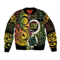 Vanuatu 1980 Sleeve Zip Bomber Jacket Ni-Van Tamtam Sand Drawing Pattern