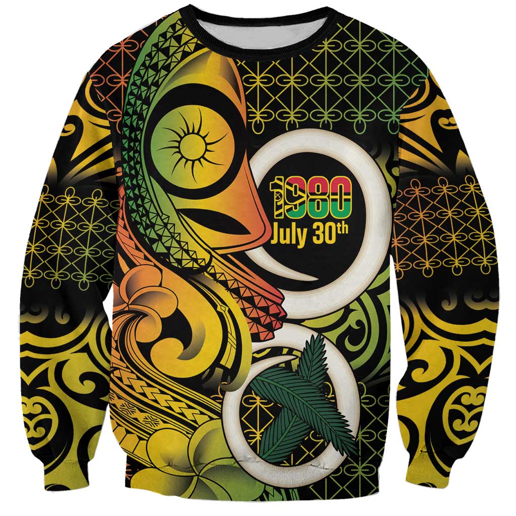 Vanuatu 1980 Sweatshirt Ni-Van Tamtam Sand Drawing Pattern LT14 Unisex Black - Polynesian Pride