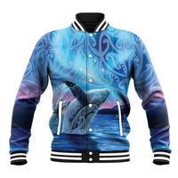 New Zealand Matariki Humpback Whale Baseball Jacket Paikea Maori New Year Blue Galaxy