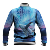 New Zealand Matariki Humpback Whale Baseball Jacket Paikea Maori New Year Blue Galaxy