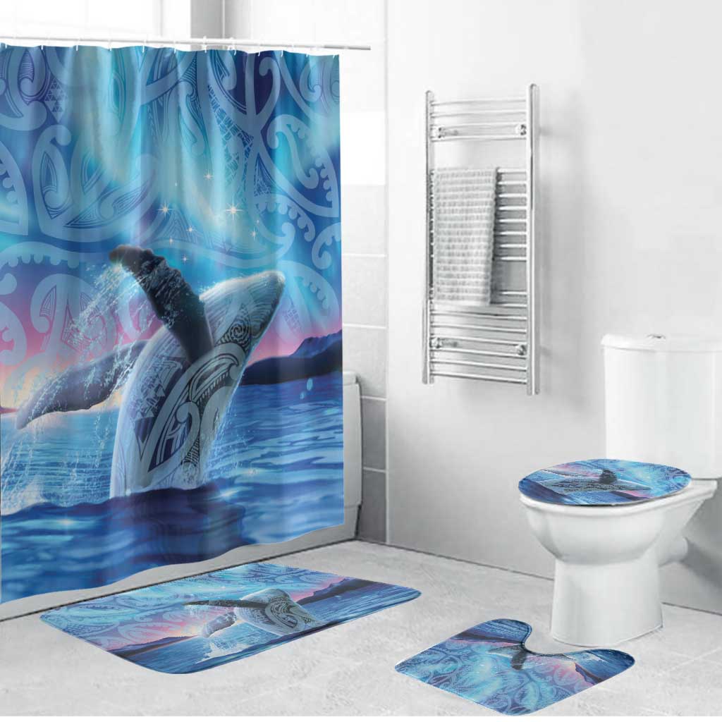New Zealand Matariki Humpback Whale Bathroom Set Paikea Maori New Year Blue Galaxy