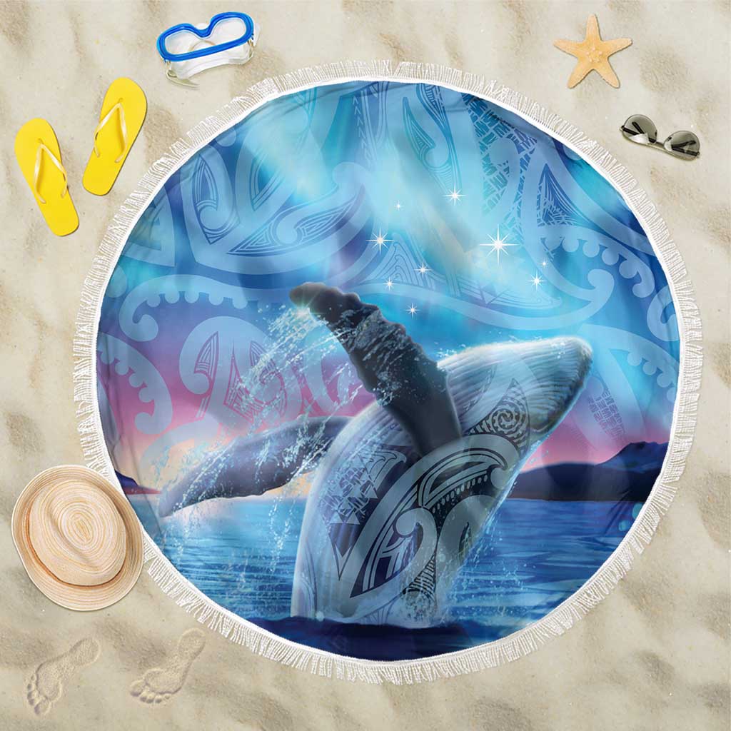 New Zealand Matariki Humpback Whale Beach Blanket Paikea Maori New Year Blue Galaxy