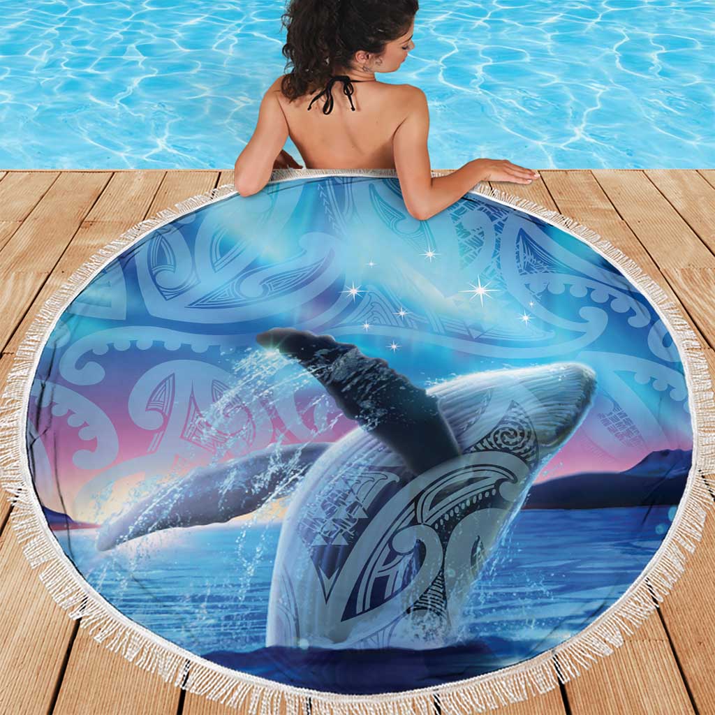 New Zealand Matariki Humpback Whale Beach Blanket Paikea Maori New Year Blue Galaxy