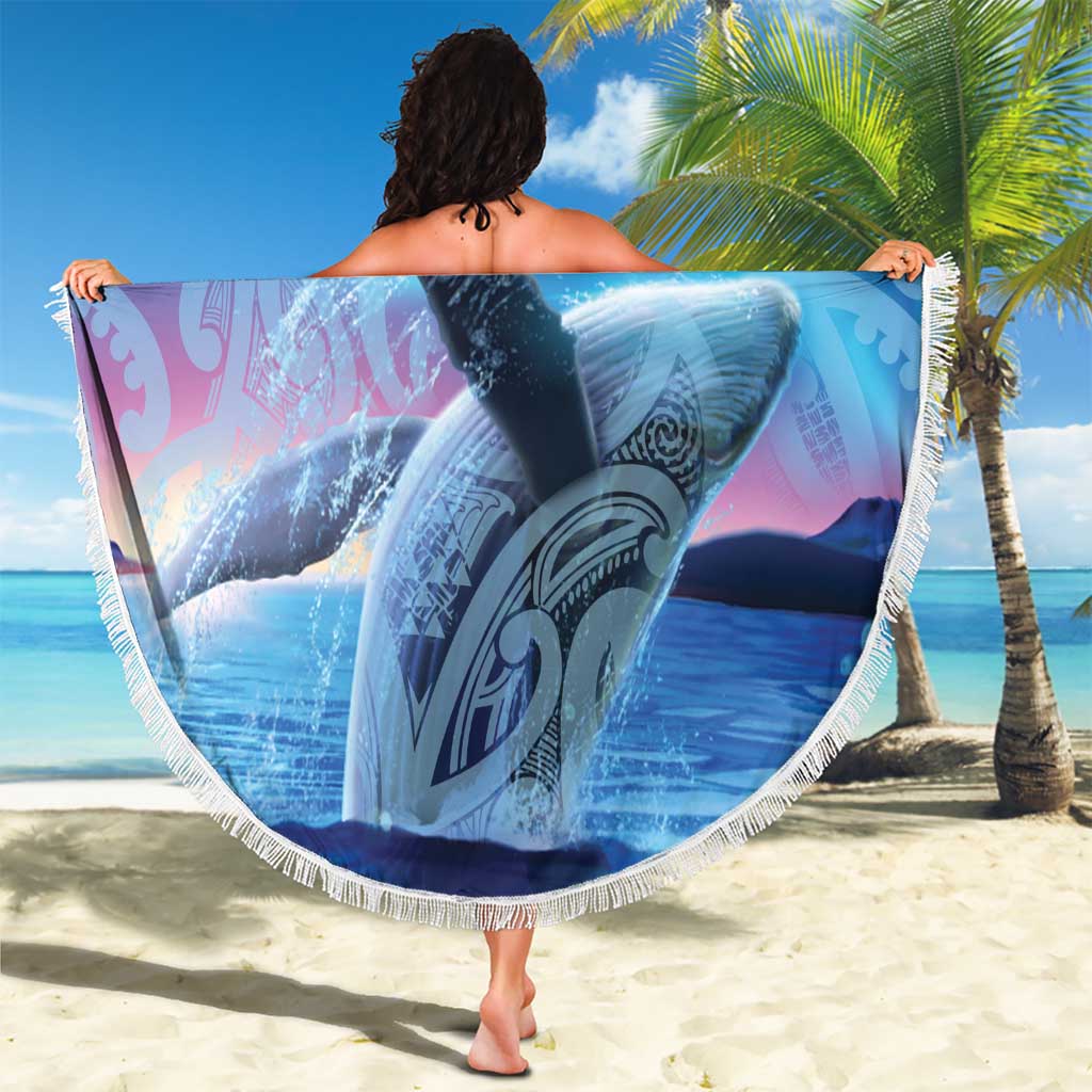 New Zealand Matariki Humpback Whale Beach Blanket Paikea Maori New Year Blue Galaxy