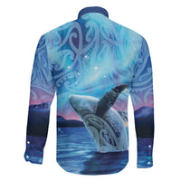 New Zealand Matariki Humpback Whale Family Matching Long Sleeve Bodycon Dress and Hawaiian Shirt Paikea Maori New Year Blue Galaxy