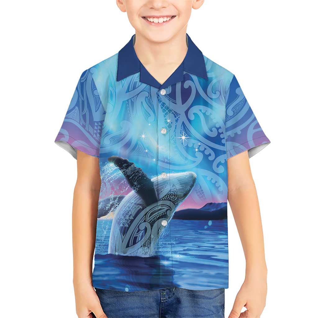 New Zealand Matariki Humpback Whale Family Matching Mermaid Dress and Hawaiian Shirt Paikea Maori New Year Blue Galaxy