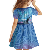 New Zealand Matariki Humpback Whale Family Matching Puletasi and Hawaiian Shirt Paikea Maori New Year Blue Galaxy