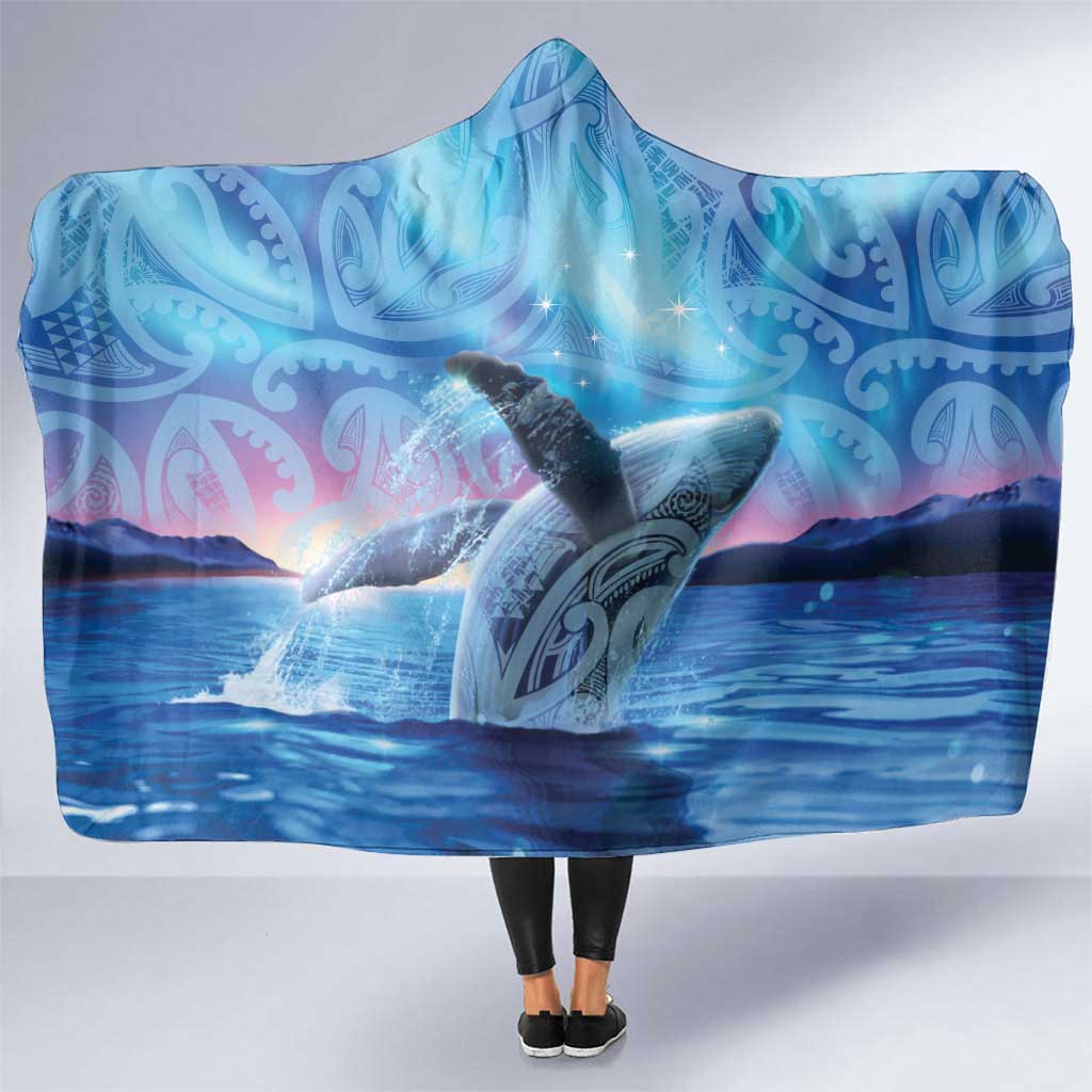 New Zealand Matariki Humpback Whale Hooded Blanket Paikea Maori New Year Blue Galaxy