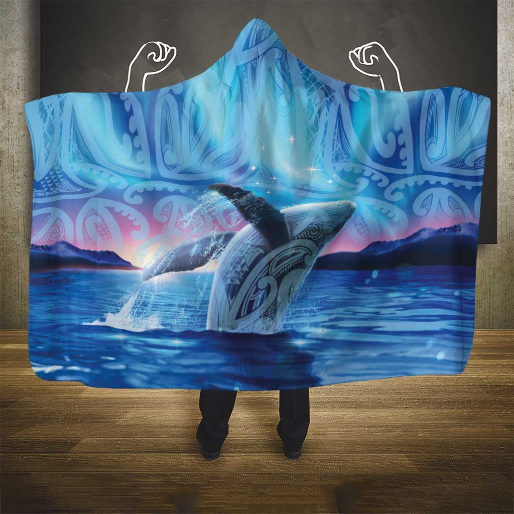 New Zealand Matariki Humpback Whale Hooded Blanket Paikea Maori New Year Blue Galaxy