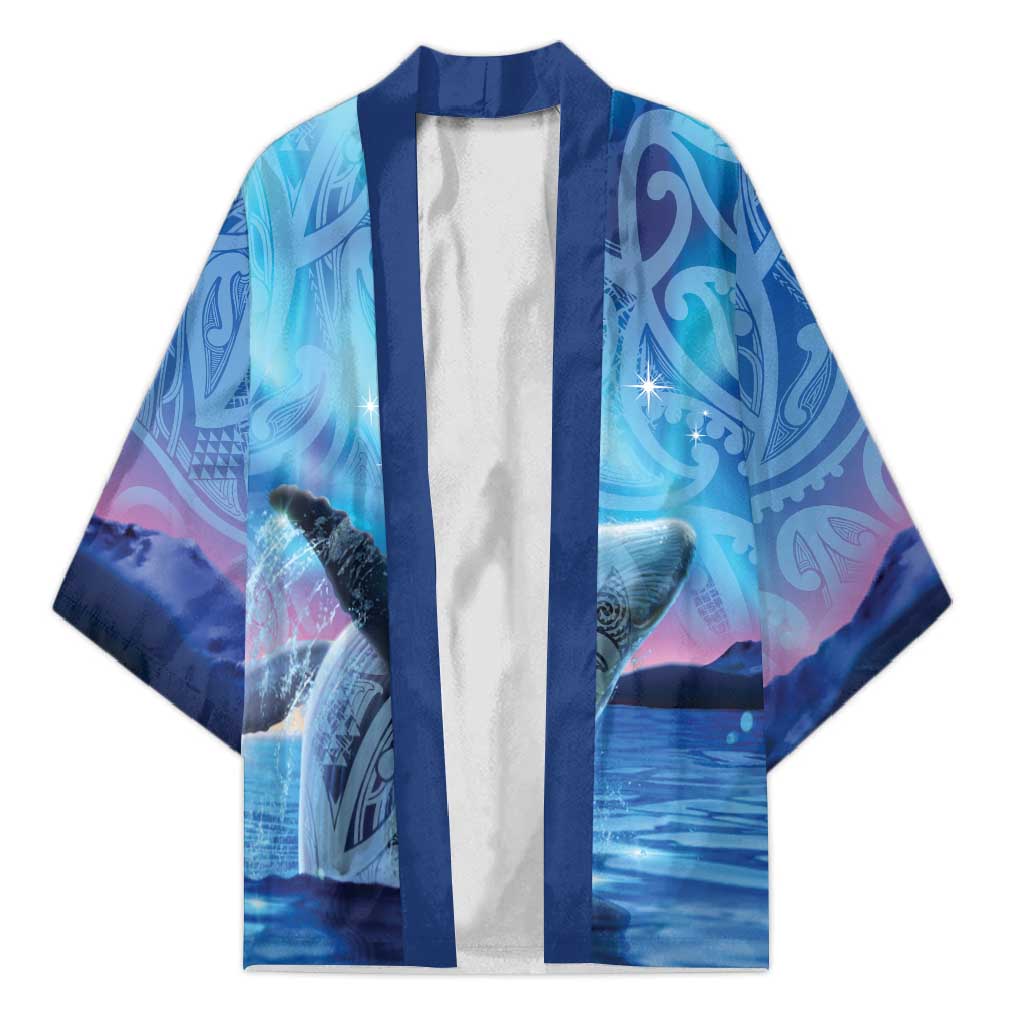 New Zealand Matariki Humpback Whale Kimono Paikea Maori New Year Blue Galaxy LT14 Unisex Blue - Polynesian Pride