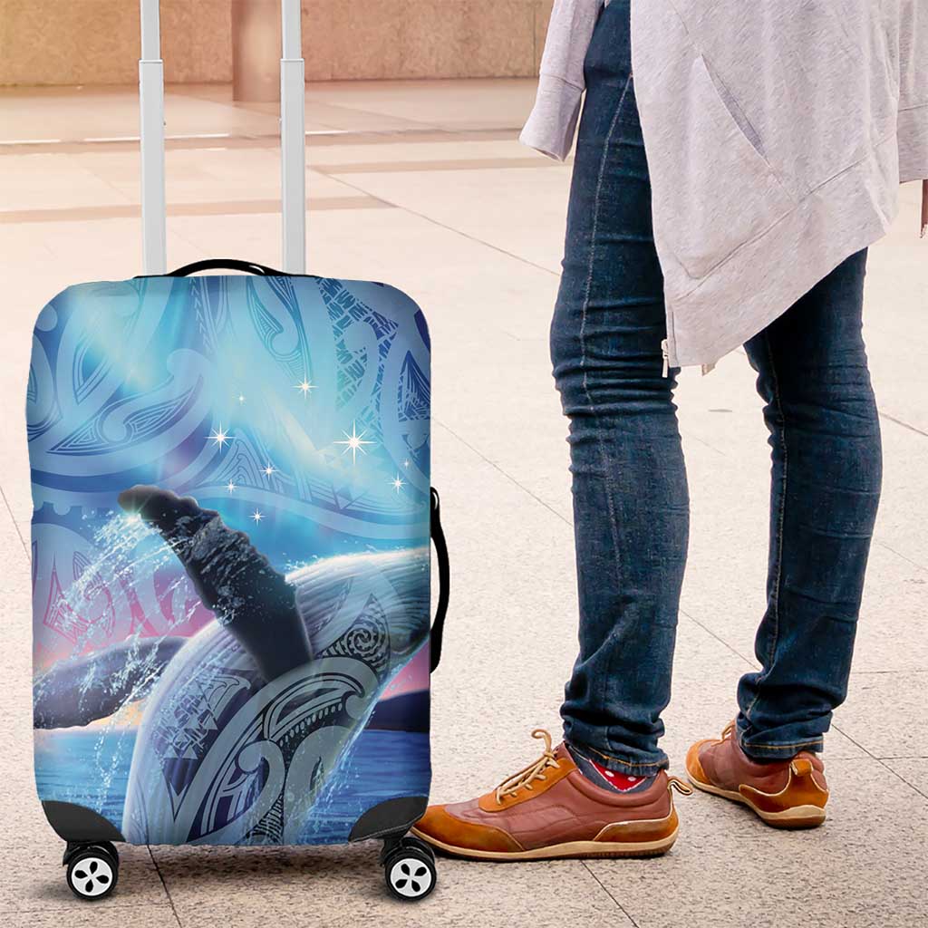New Zealand Matariki Humpback Whale Luggage Cover Paikea Maori New Year Blue Galaxy