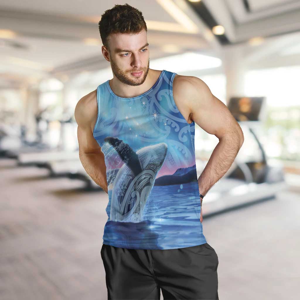 New Zealand Matariki Humpback Whale Men Tank Top Paikea Maori New Year Blue Galaxy LT14 Blue - Polynesian Pride