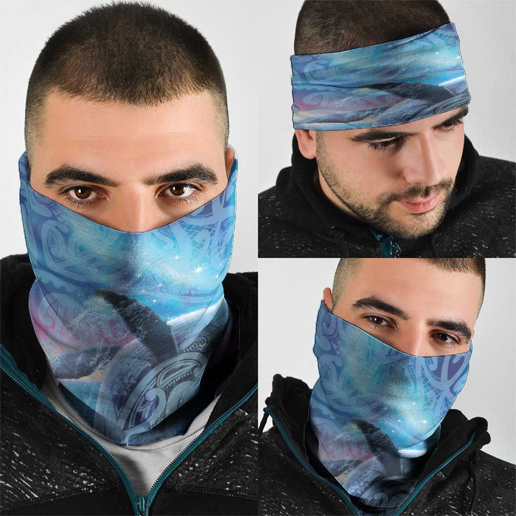 New Zealand Matariki Humpback Whale Neck Gaiter Paikea Maori New Year Blue Galaxy LT14 - Polynesian Pride