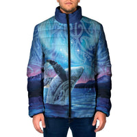 New Zealand Matariki Humpback Whale Padded Jacket Paikea Maori New Year Blue Galaxy LT14 Men Blue - Polynesian Pride