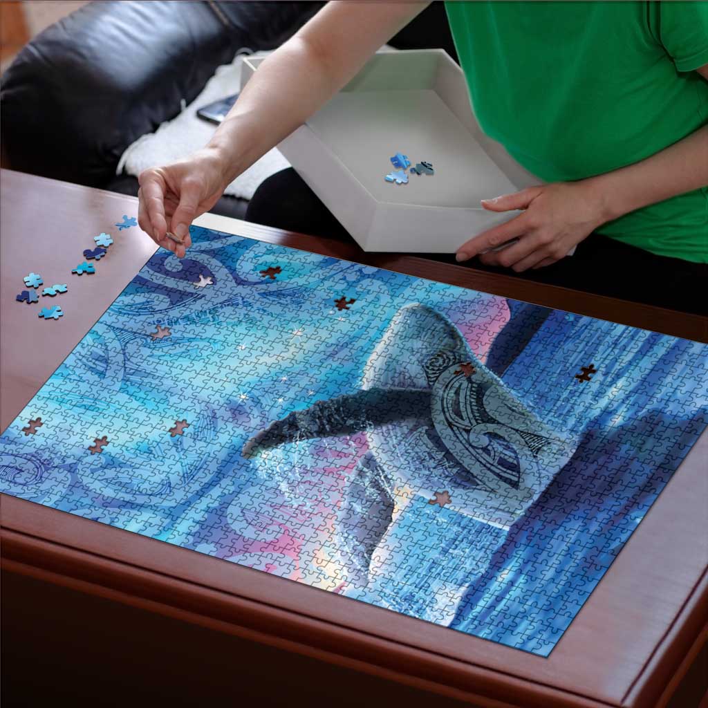New Zealand Matariki Humpback Whale Puzzle Paikea Maori New Year Blue Galaxy LT14 - Polynesian Pride