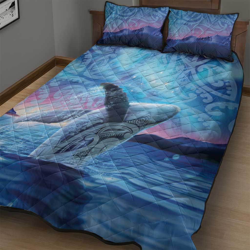 New Zealand Matariki Humpback Whale Quilt Bed Set Paikea Maori New Year Blue Galaxy LT14 - Polynesian Pride