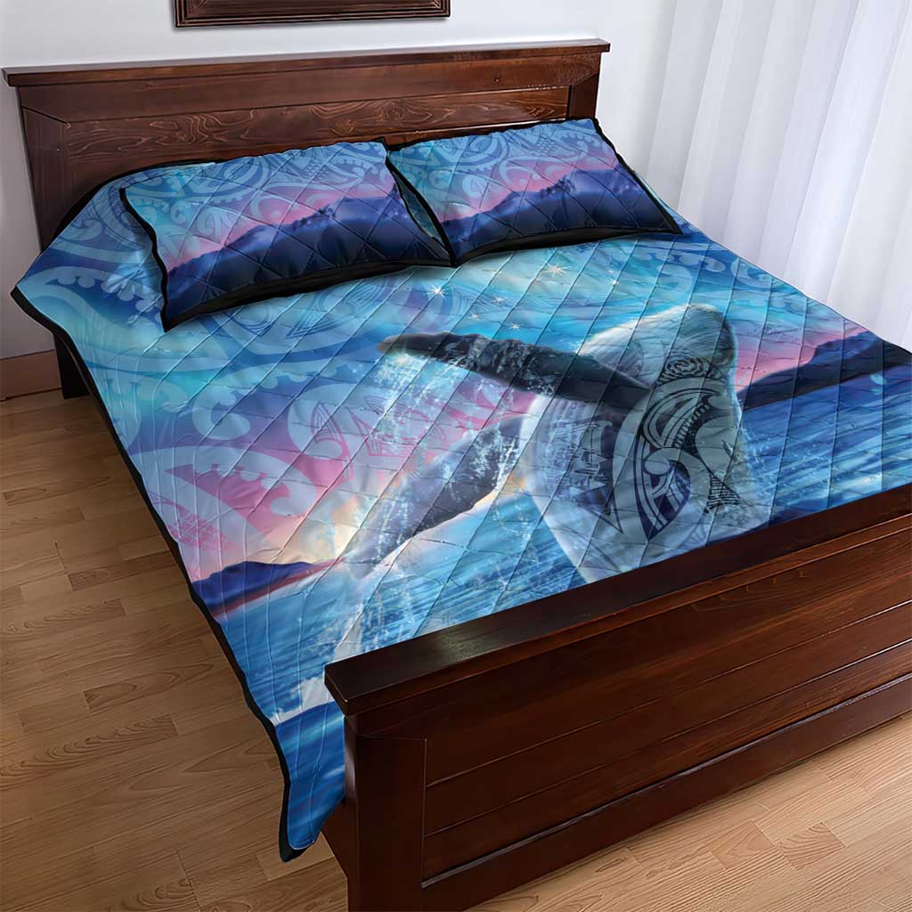 New Zealand Matariki Humpback Whale Quilt Bed Set Paikea Maori New Year Blue Galaxy LT14 - Polynesian Pride